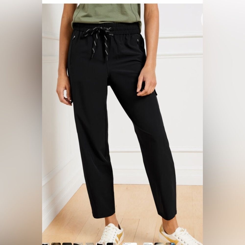 TALBOTS Petite Black Lightweight‎  STRETCH TAPERED Cargo Pants - Petite Small
